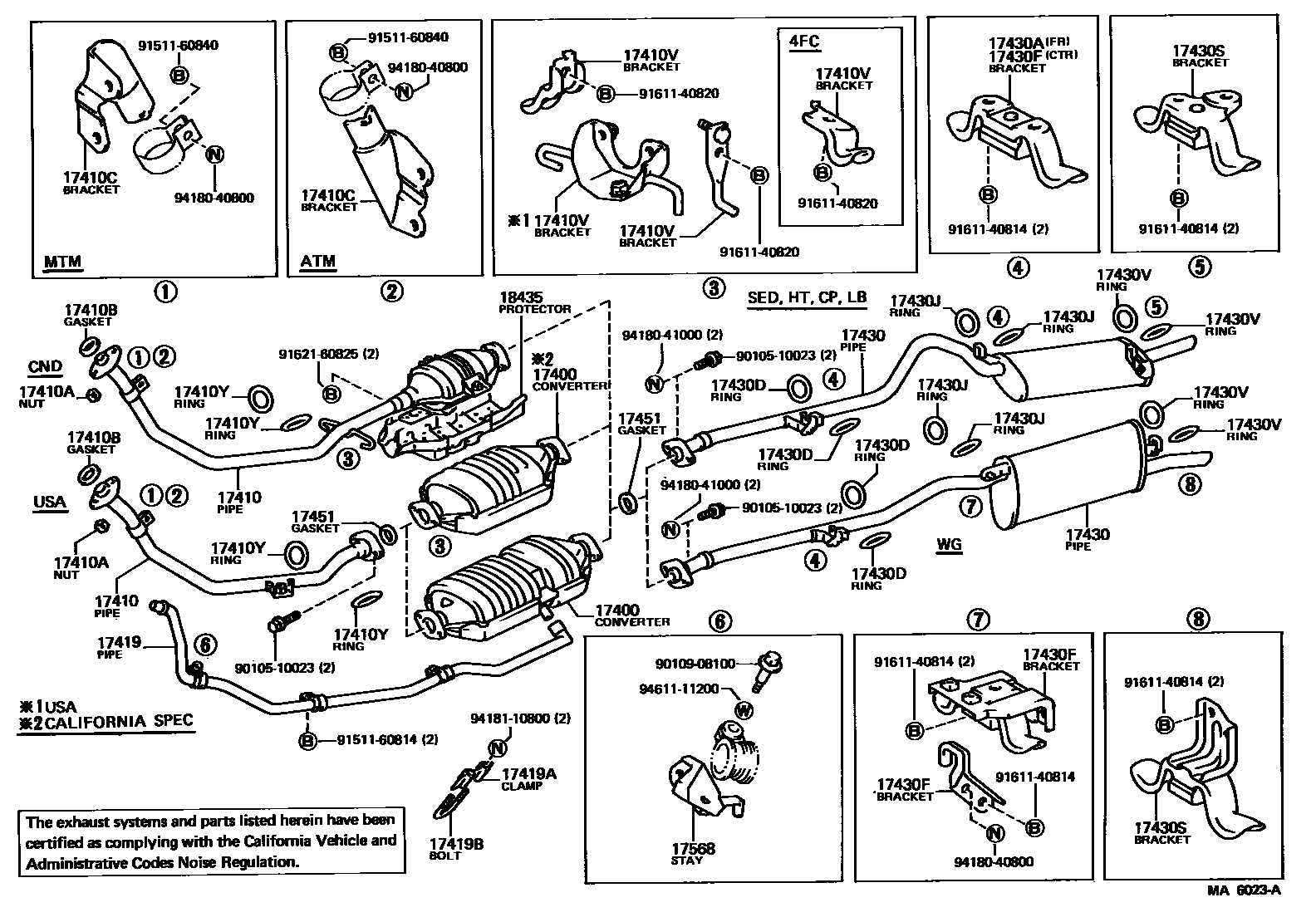 Toyota COROLLA Exhaust Pipe EPC diagram — MA6023A