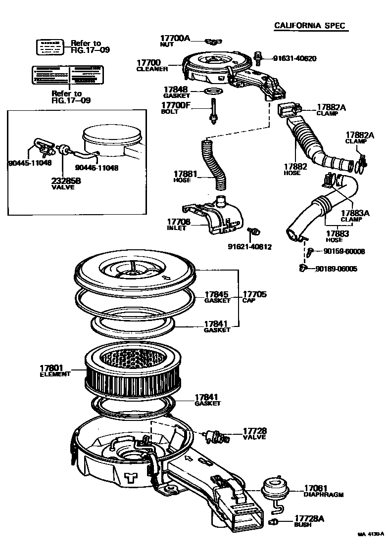 Toyota COROLLA Air Cleaner EPC diagram — MA4130A