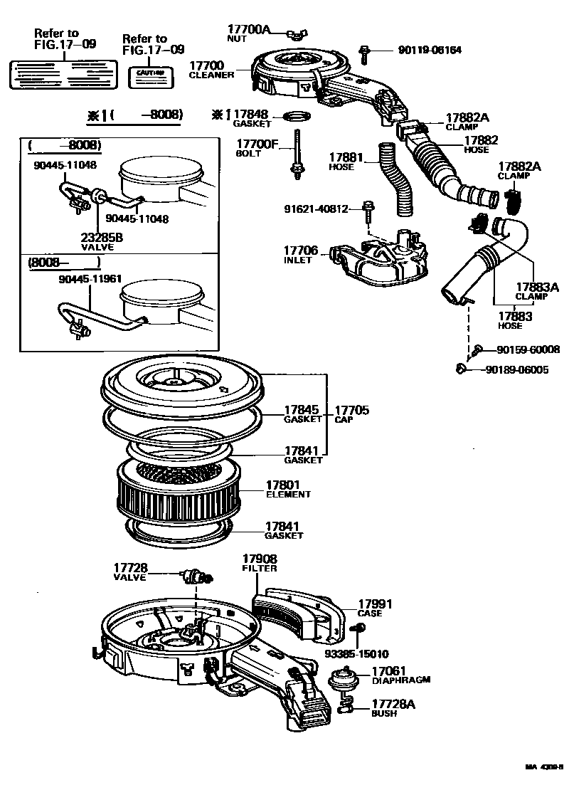 Toyota COROLLA Air Cleaner EPC diagram — MA4309B
