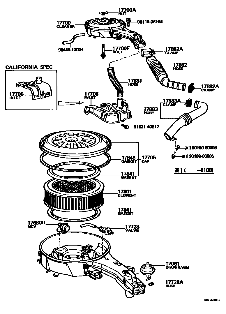 Toyota COROLLA Air Cleaner EPC diagram — MA4736C