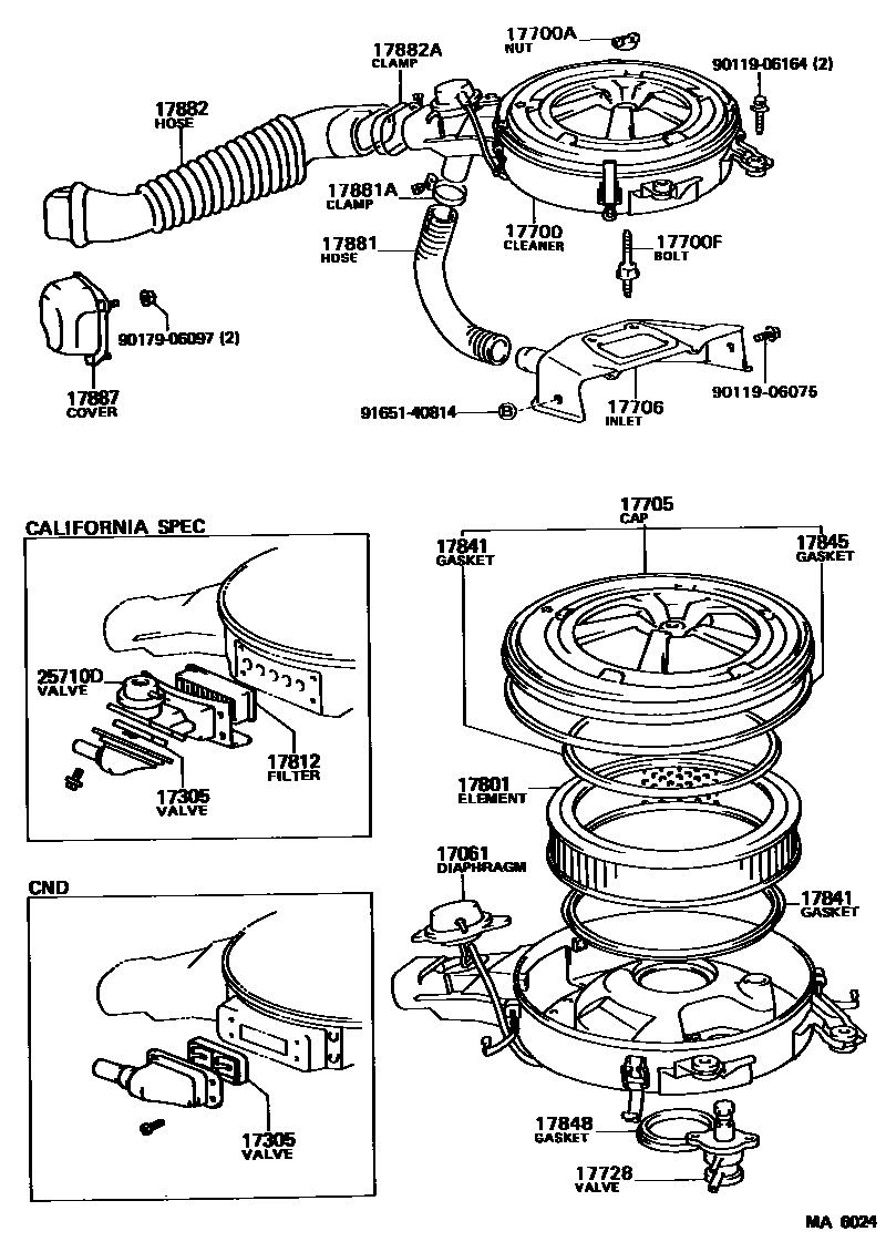 Toyota COROLLA Air Cleaner EPC diagram — MA6024