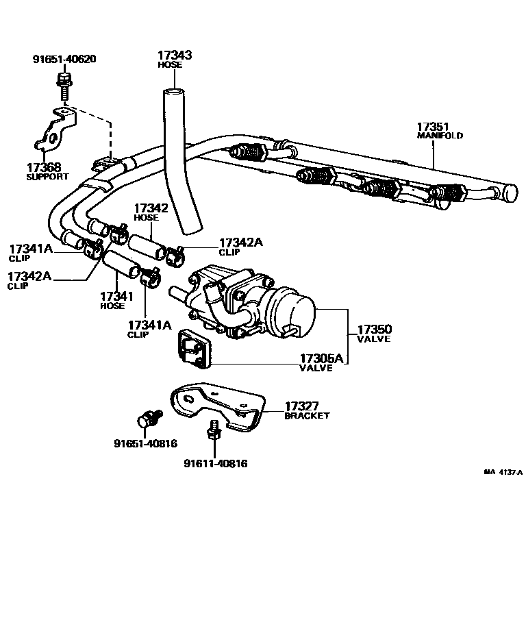 Toyota COROLLA 歧管喷气系统 EPC diagram — MA4137A