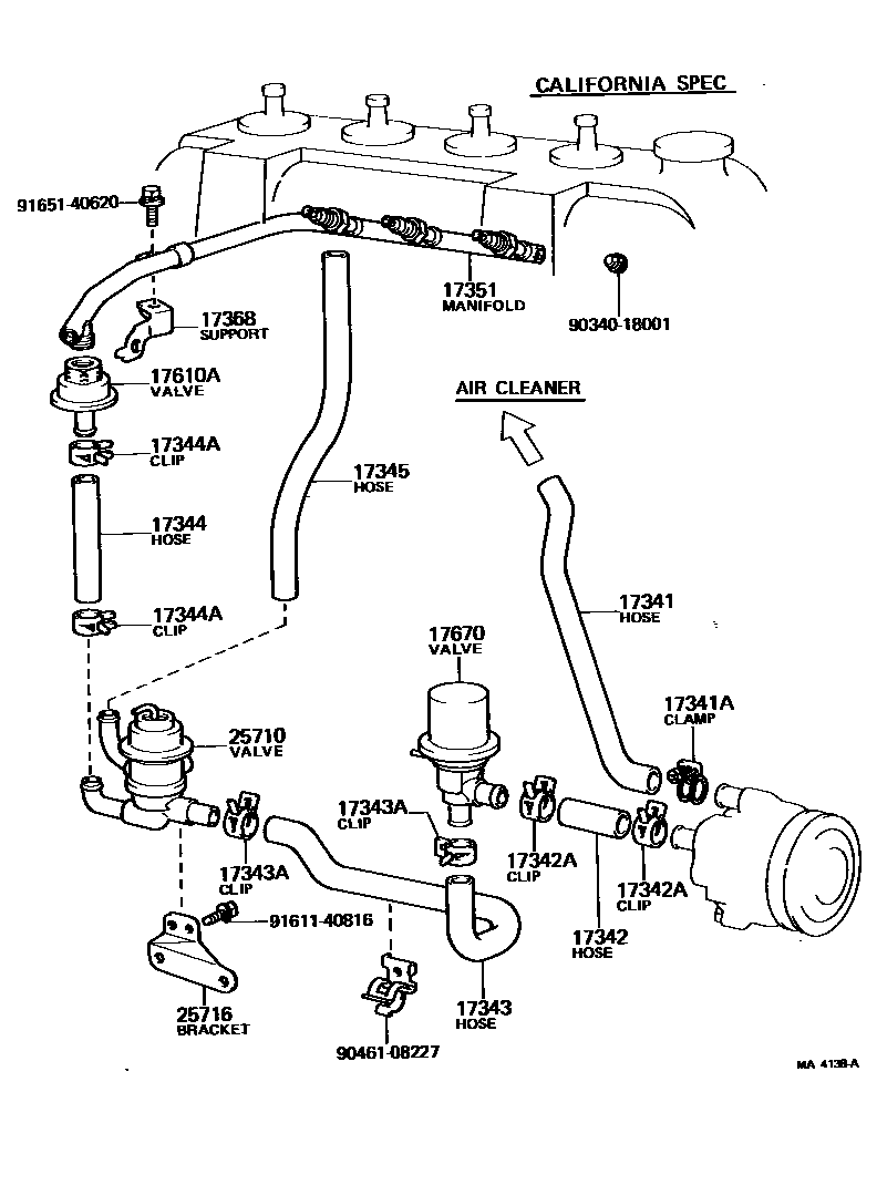 Toyota COROLLA 歧管喷气系统 EPC diagram — MA4138A