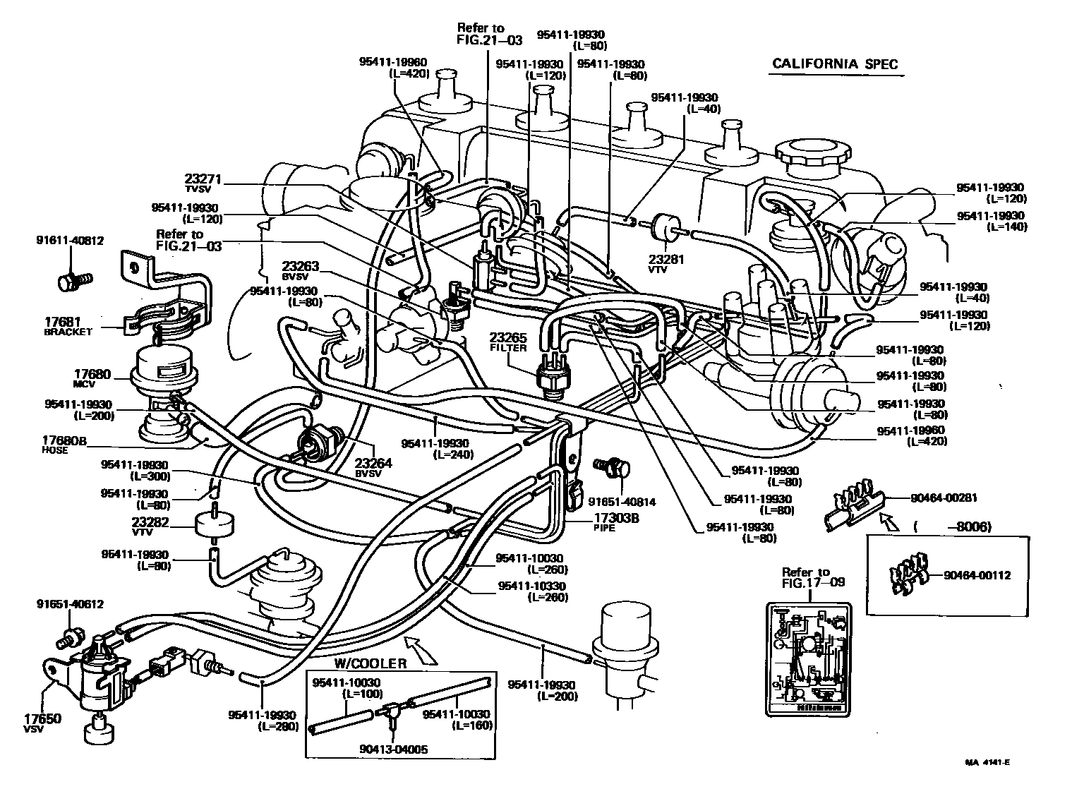 Toyota COROLLA vacuum tube EPC diagram — MA4141E