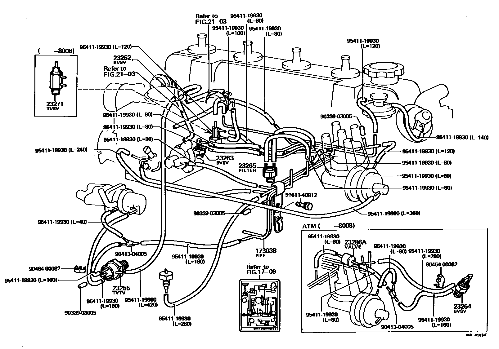 Toyota COROLLA vacuum tube EPC diagram — MA4142E
