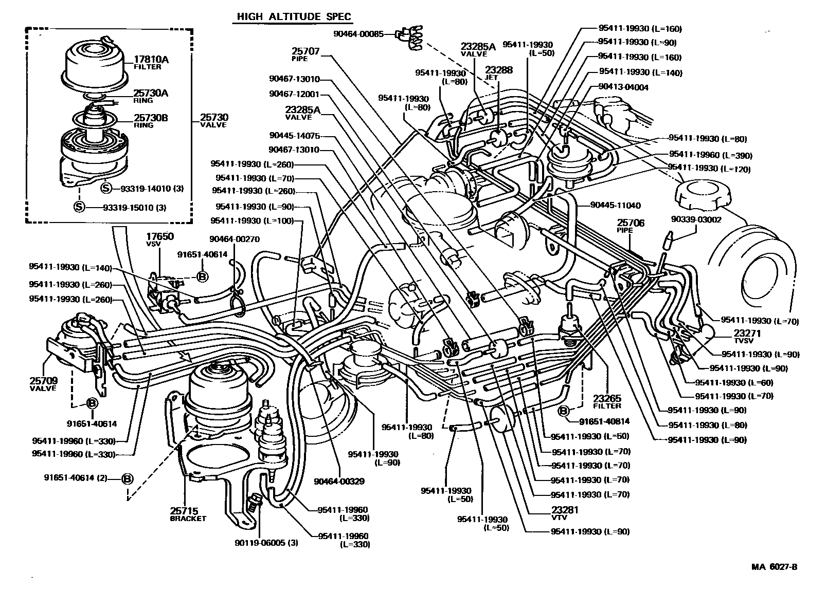 Toyota COROLLA vacuum tube EPC diagram — MA6027B