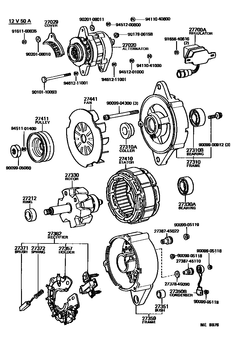 Toyota COROLLA Alternator EPC diagram — MEB976