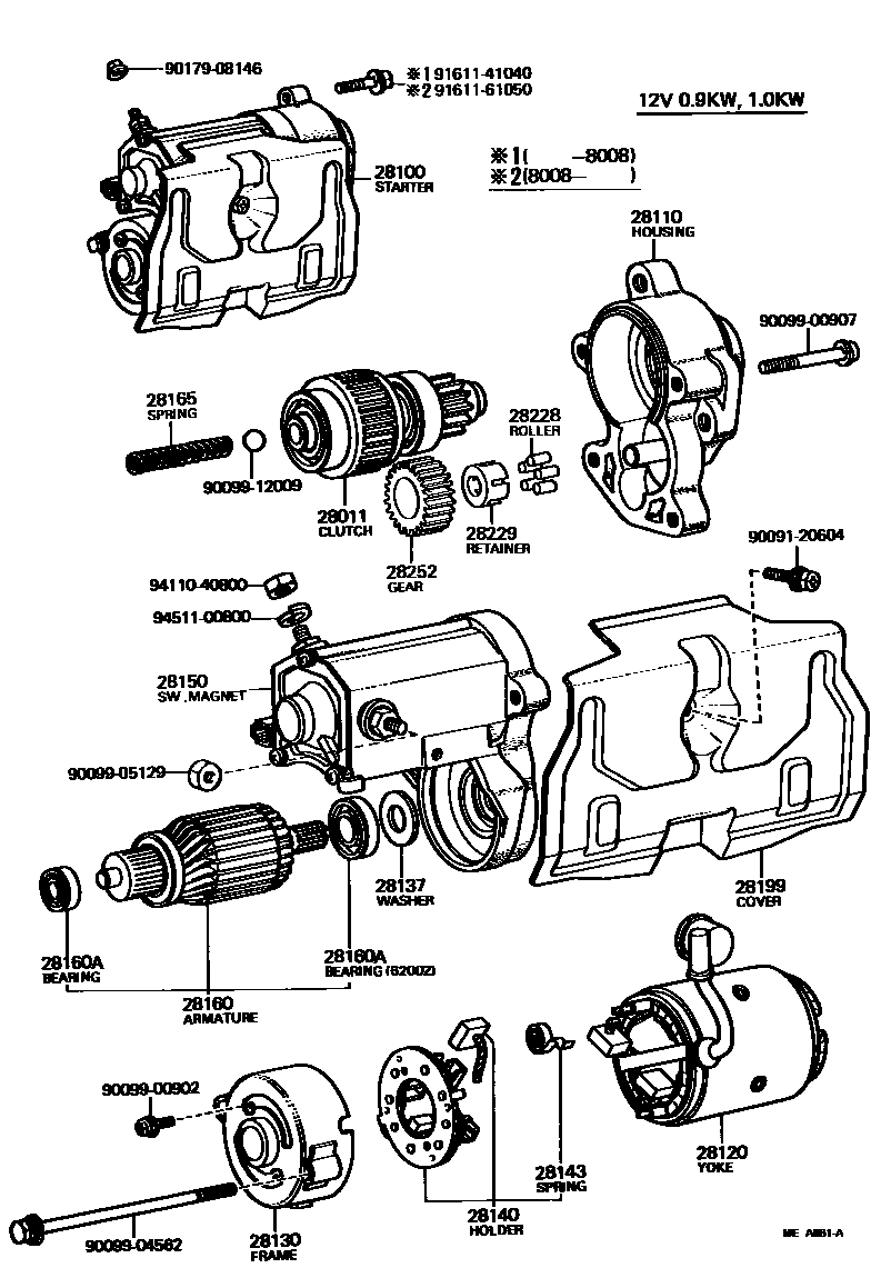 Toyota COROLLA 起动机 EPC diagram — MEA861A