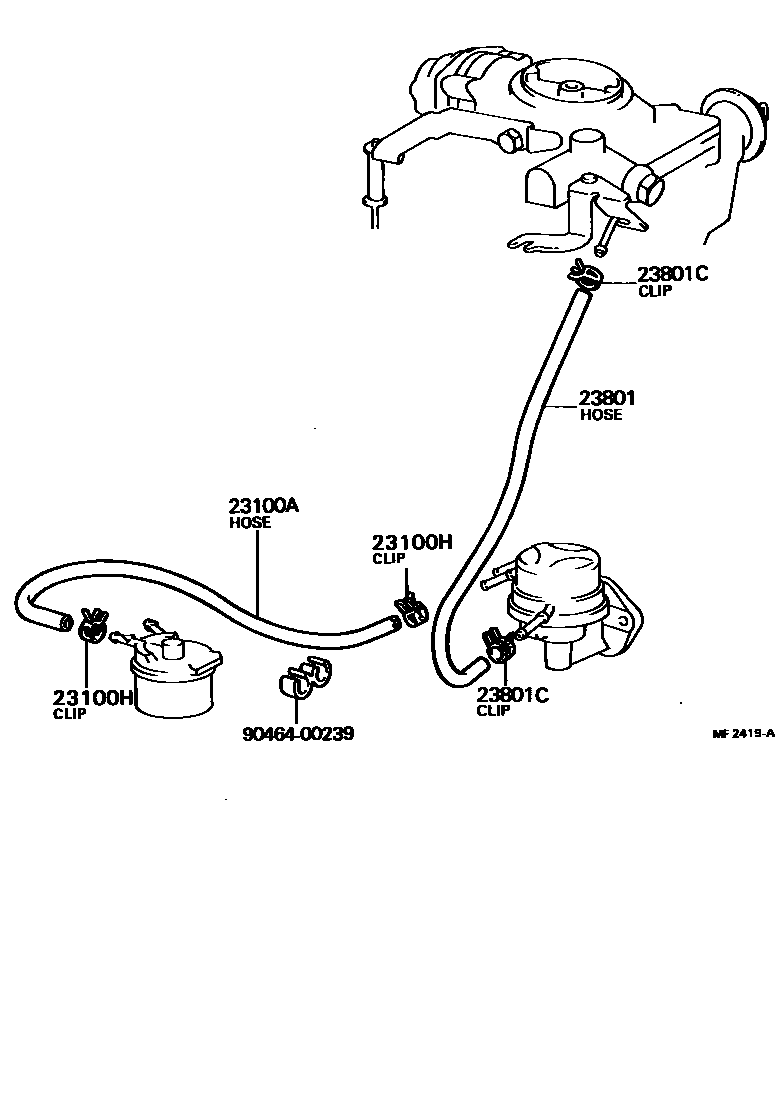 Toyota COROLLA 燃油管和卡箍 EPC diagram — MF2419A