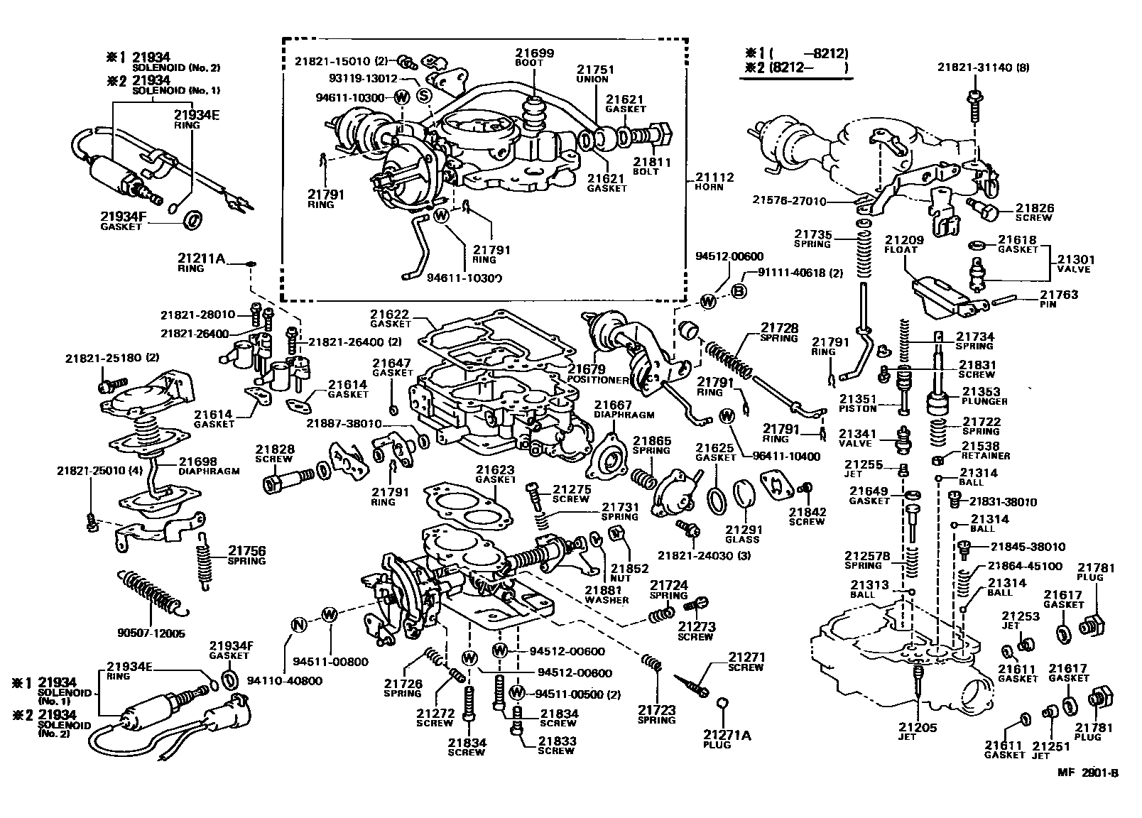 Toyota COROLLA 化油器 EPC diagram — MF2901B