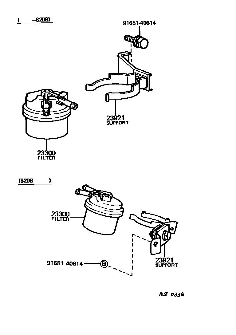 Toyota COROLLA fuel filter EPC diagram — AS0336