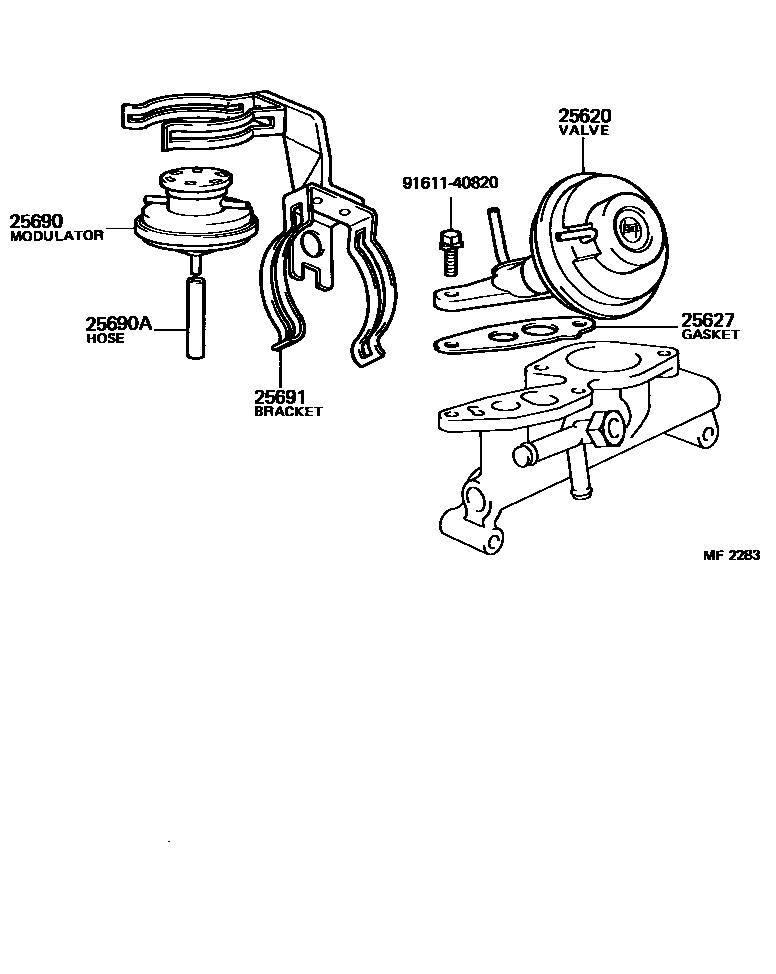 Toyota COROLLA 废气再循环系统 EPC diagram — MF2283