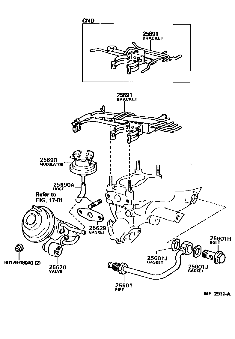 Toyota COROLLA 废气再循环系统 EPC diagram — MF2911A