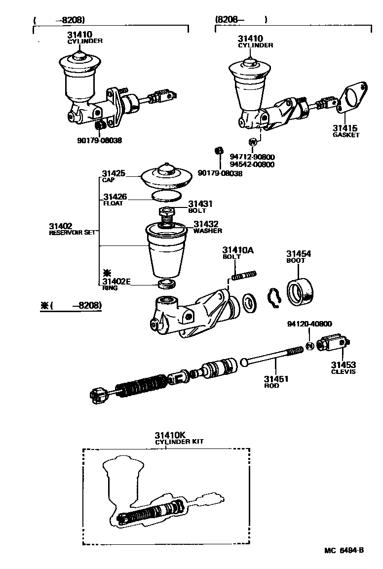 Toyota COROLLA 离合器总泵 EPC diagram — MC6494B