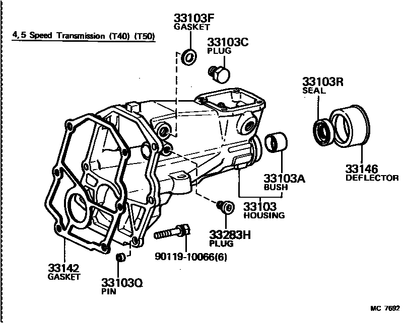 Toyota COROLLA Extended shell (MTM) EPC diagram — MC7692