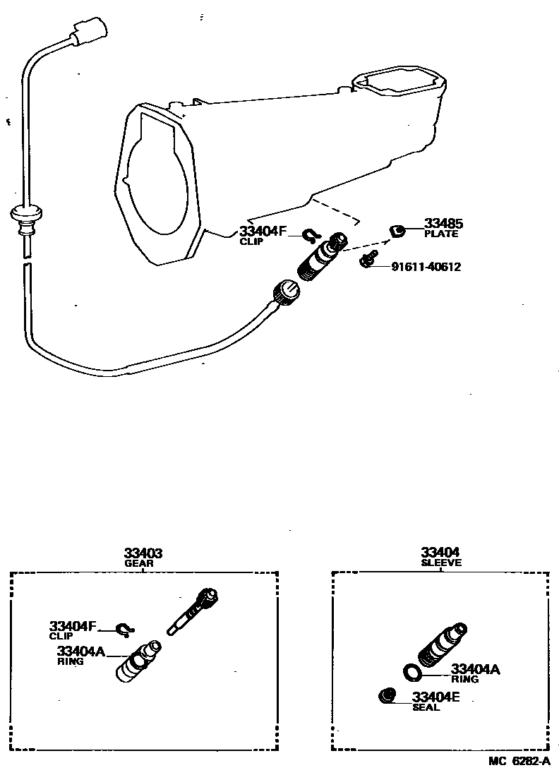 Toyota COROLLA 速度表从动齿轮(MTM) EPC diagram — MC6282A