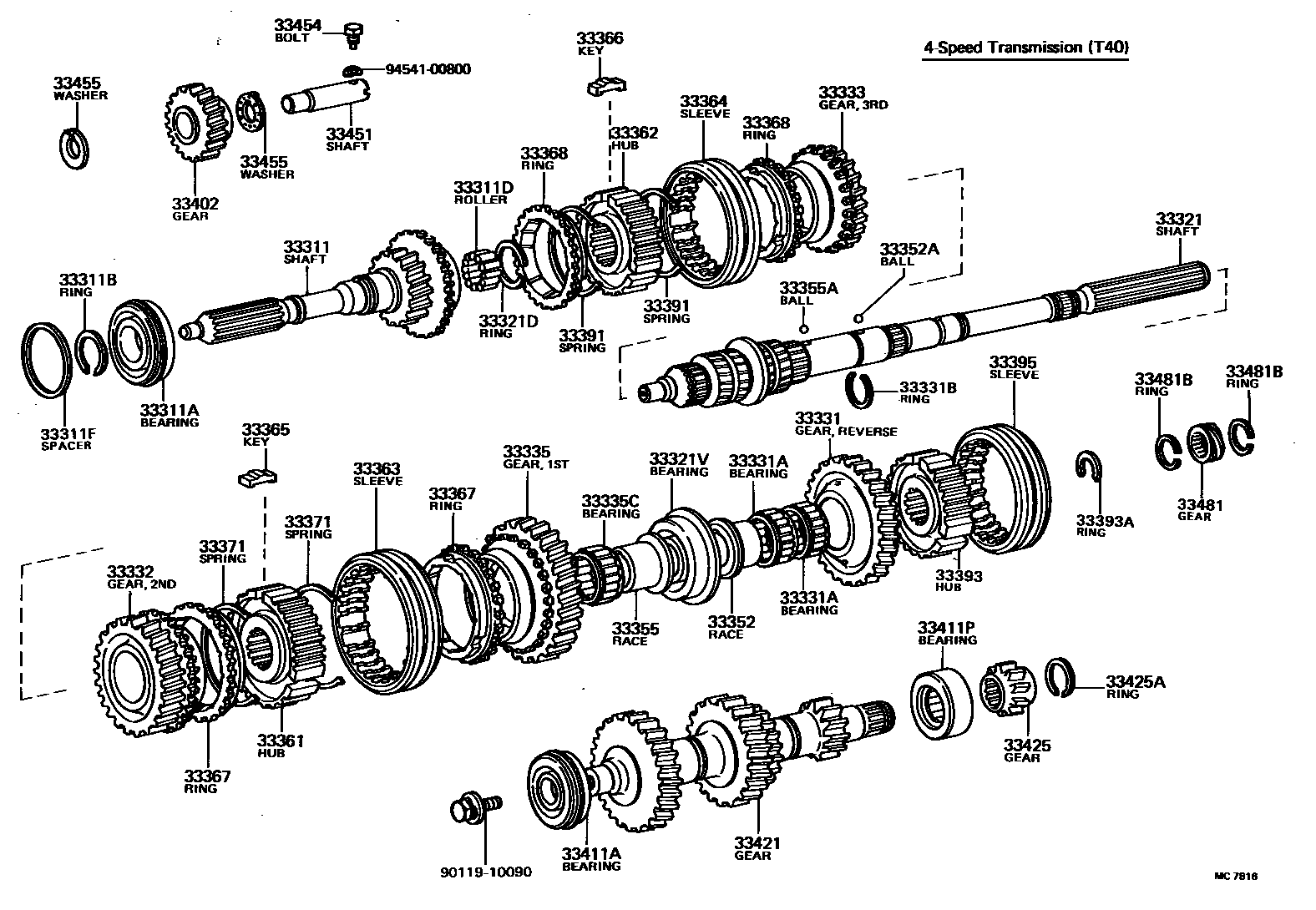 Toyota COROLLA 变速器齿轮(MTM) EPC diagram — MC7816