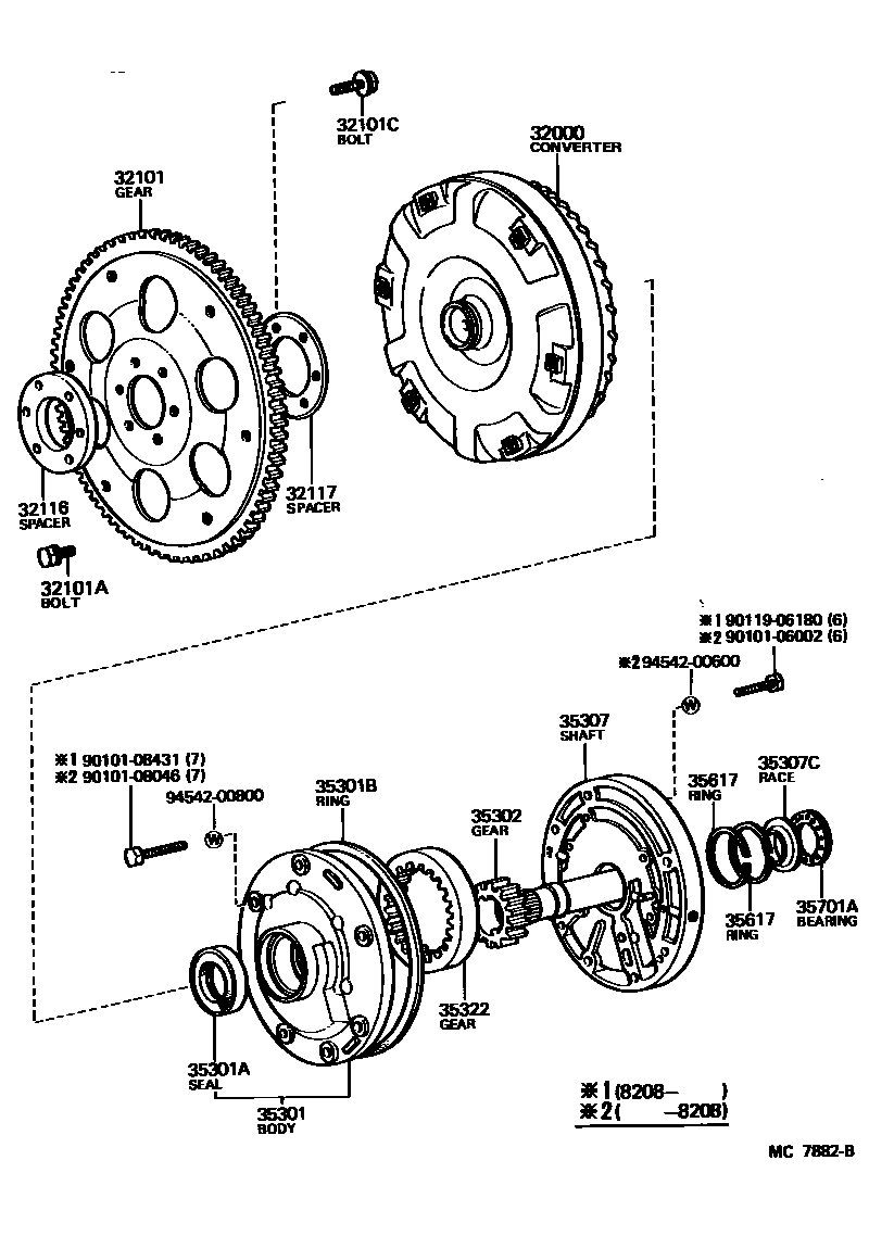 Toyota COROLLA 变矩器、前油泵和链条(ATM) EPC diagram — MC7882B