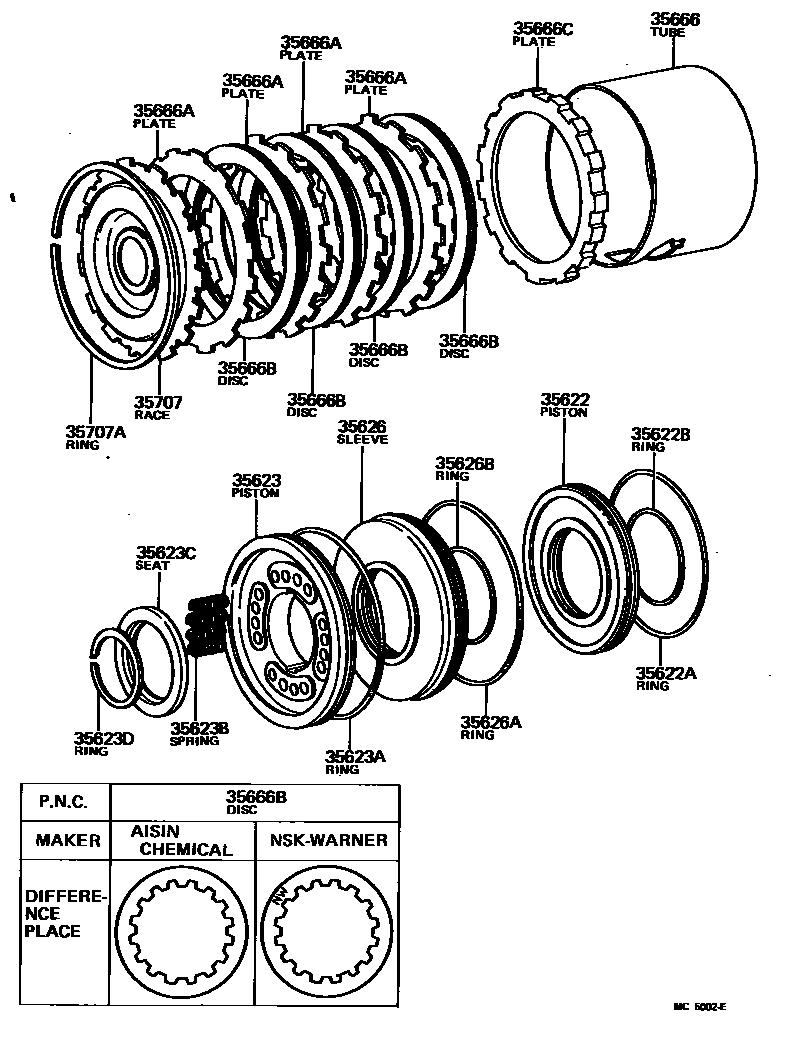 Toyota COROLLA 3号制动器、一档和倒档制动器(ATM) EPC diagram — MC5002E