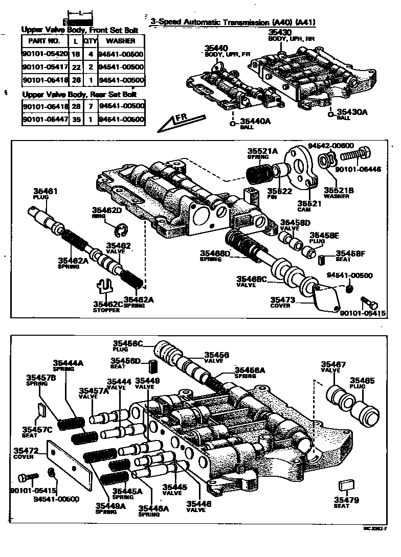 Toyota COROLLA 阀体和滤油网(ATM) EPC diagram — MC3362F