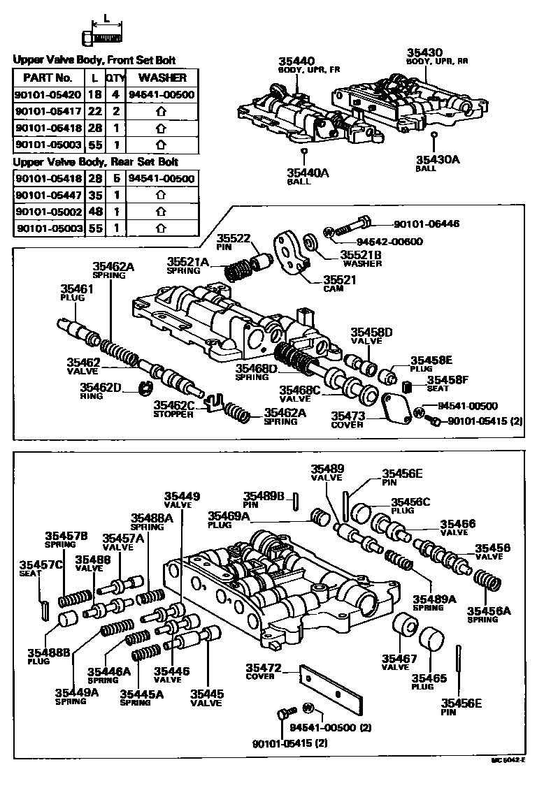 Toyota COROLLA 阀体和滤油网(ATM) EPC diagram — MC5042E