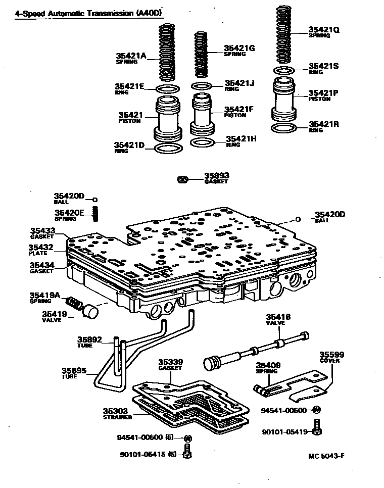 Toyota COROLLA 阀体和滤油网(ATM) EPC diagram — MC5043F