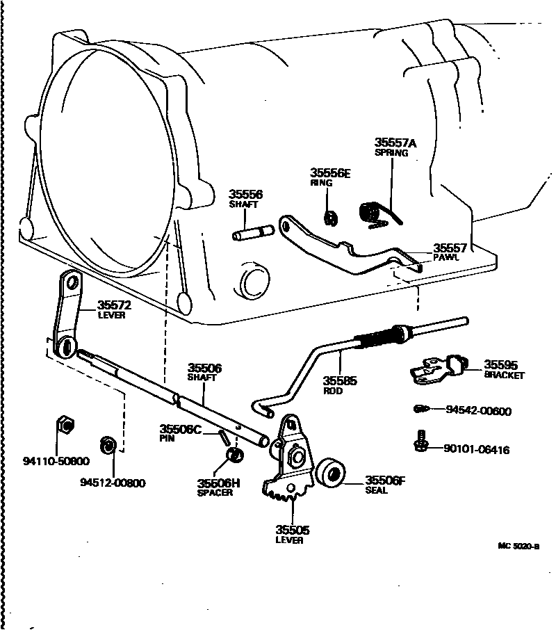 Toyota COROLLA 节气阀连杆和阀杆(ATM) EPC diagram — MC5020B
