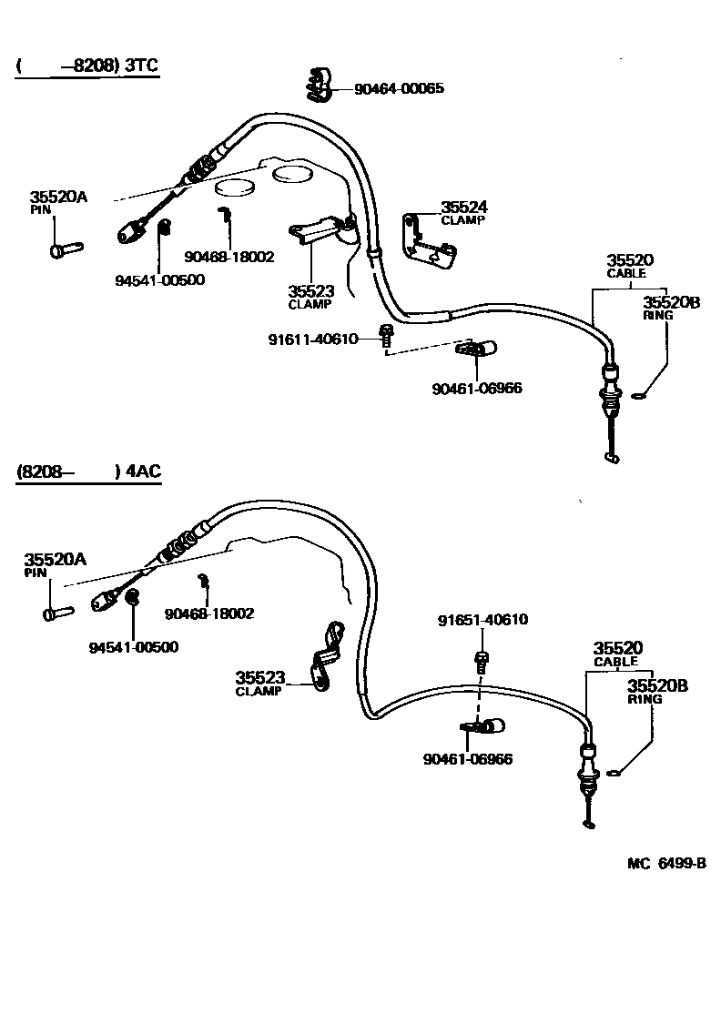 Toyota COROLLA 节气阀连杆和阀杆(ATM) EPC diagram — MC6499B