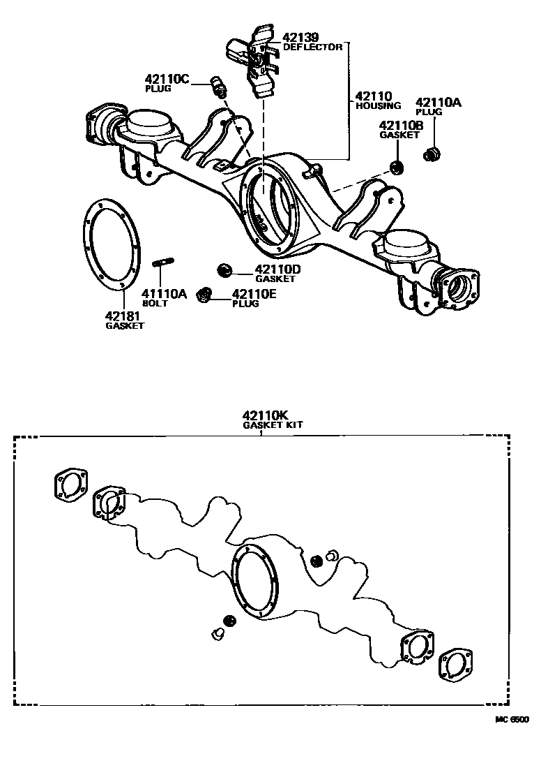 Toyota COROLLA 后桥壳和差速器 EPC diagram — MC6500