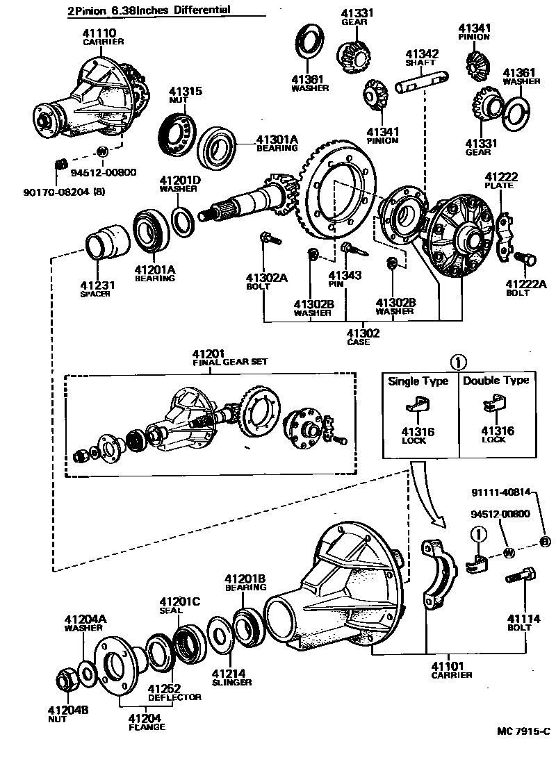 Toyota COROLLA 后桥壳和差速器 EPC diagram — MC7915C
