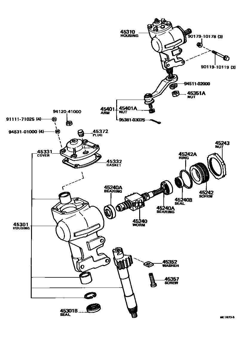 Toyota COROLLA Steering Column & Shaft EPC diagram — MC7873B