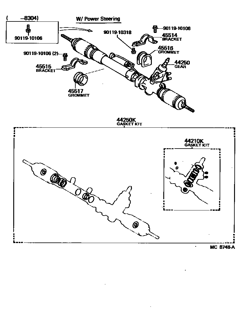 Toyota COROLLA Steering Column & Shaft EPC diagram — MC8748A
