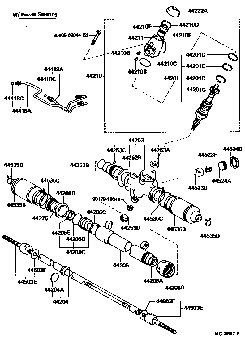 Toyota COROLLA Steering Column & Shaft EPC diagram — MC8857B
