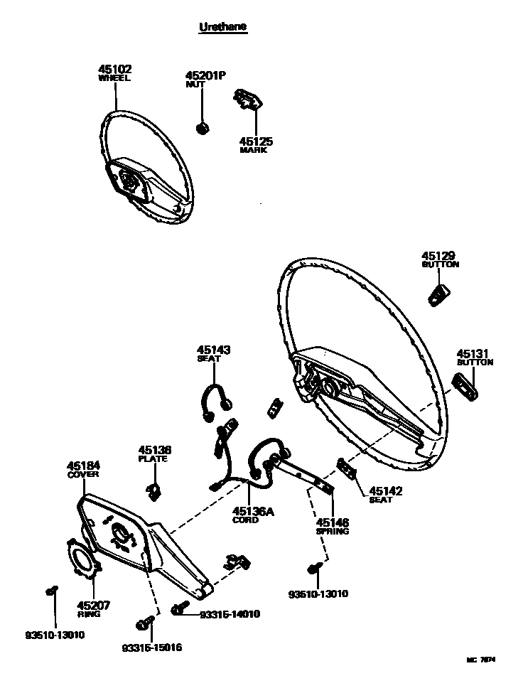 Toyota COROLLA Steering Wheel EPC diagram — MC7874