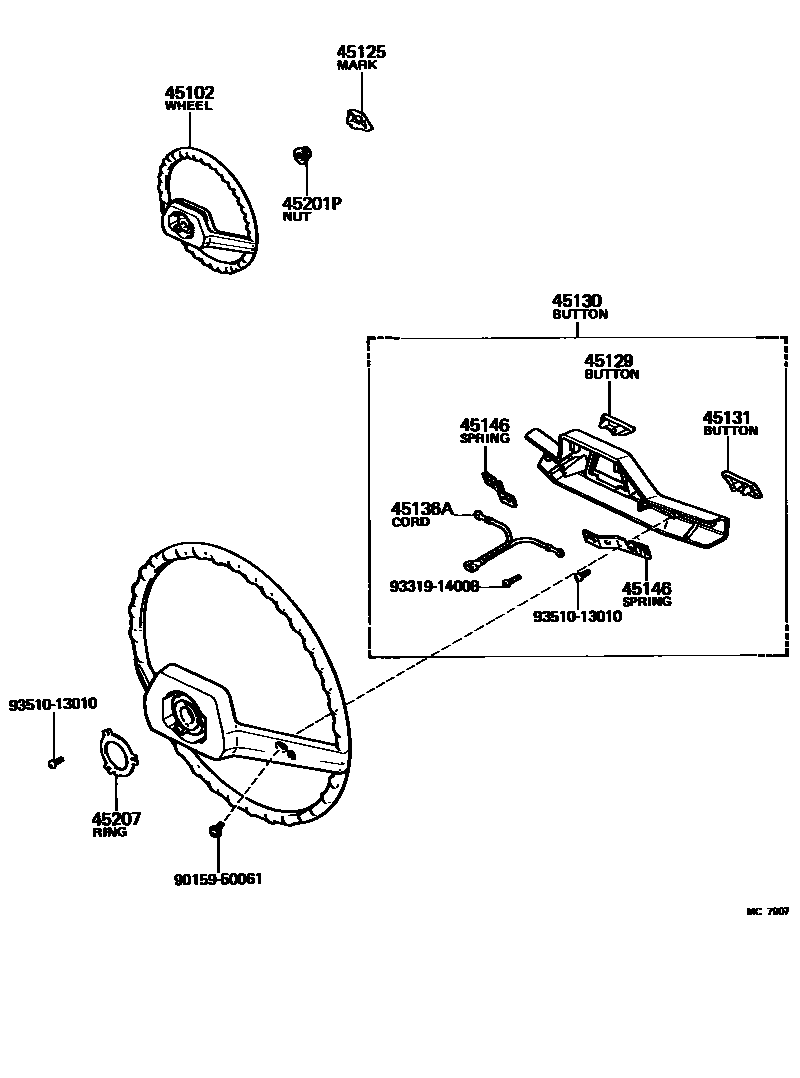 Toyota COROLLA Steering Wheel EPC diagram — MC7907