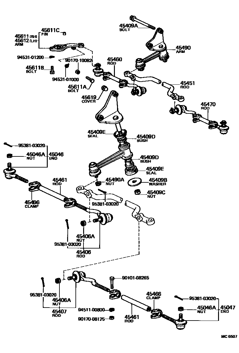 Toyota COROLLA 前转向齿轮和连杆 EPC diagram — MC6507