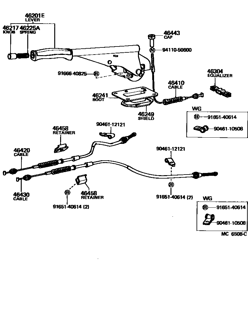 Toyota COROLLA Parking Brake & Cable EPC diagram — MC6508C