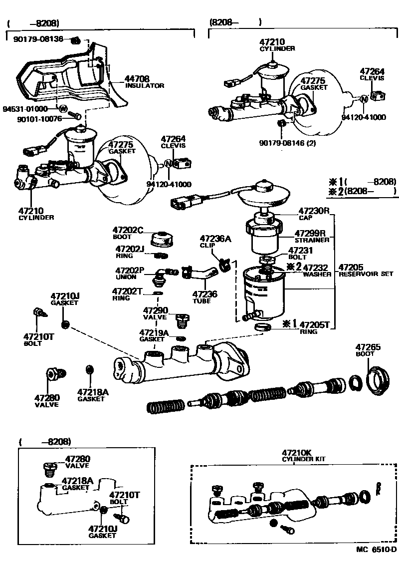 Toyota COROLLA 制动总泵 EPC diagram — MC6510D