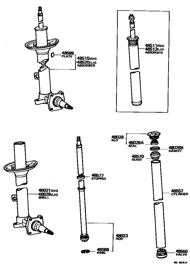Toyota COROLLA Front Spring & Shock Absorber EPC diagram — MC6516A