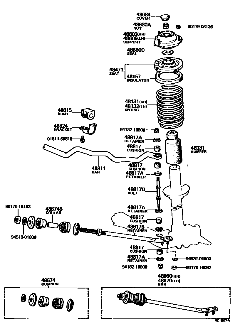 Toyota COROLLA Front Spring & Shock Absorber EPC diagram — MC6517A