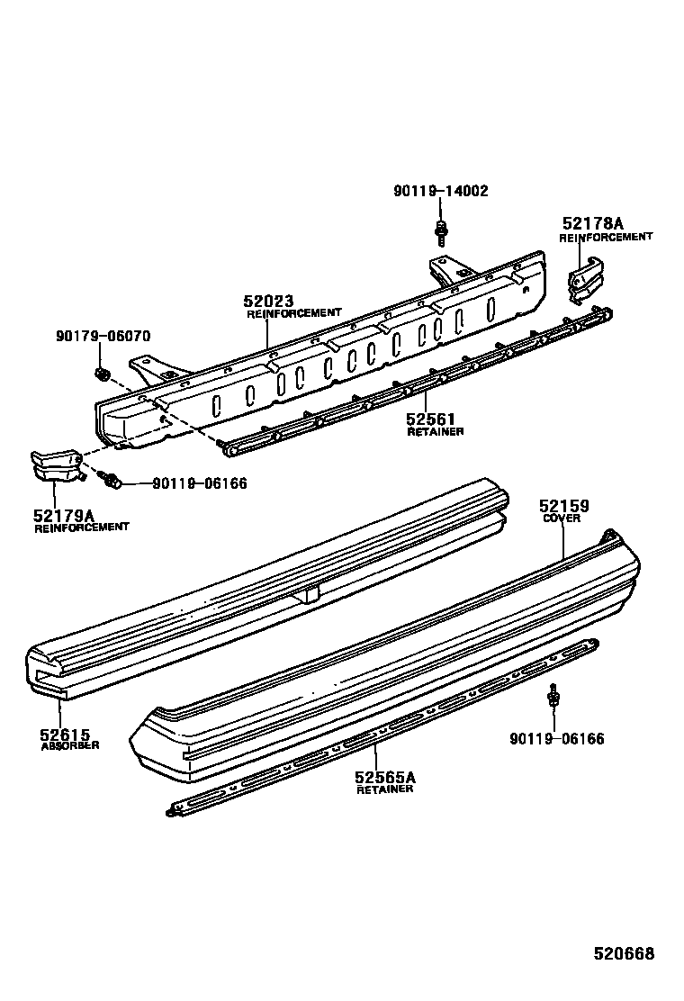 Toyota COROLLA 后保险杠及附件 EPC diagram — 520668