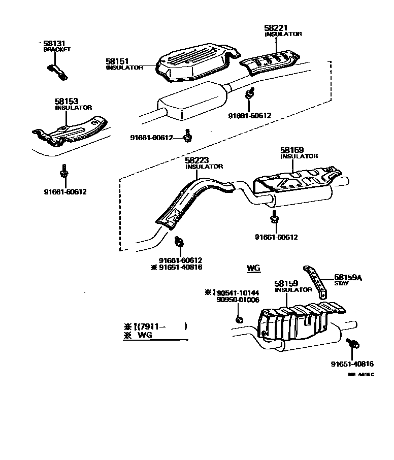 Toyota COROLLA 地板隔热垫 EPC diagram — MBA616C