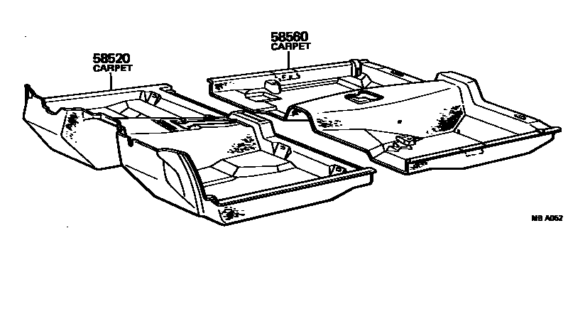 Toyota COROLLA 地板垫和地毯 EPC diagram — MBA052