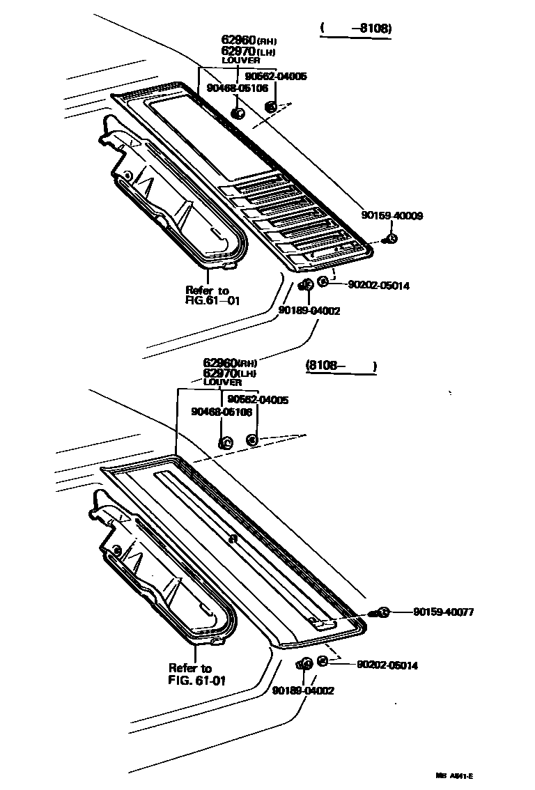 Toyota COROLLA 车侧通风装置 EPC diagram — MBA541E
