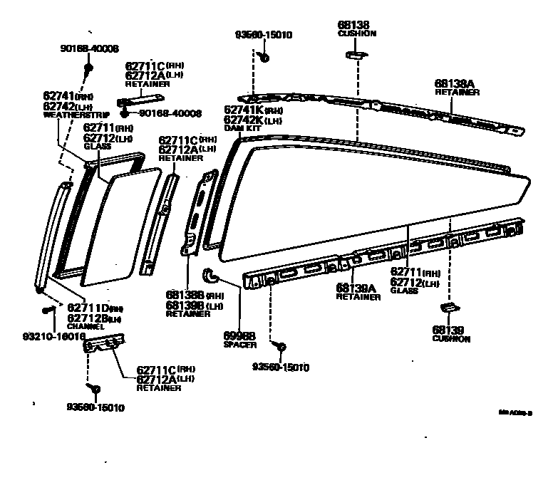Toyota COROLLA 角窗 EPC diagram — MBA060D