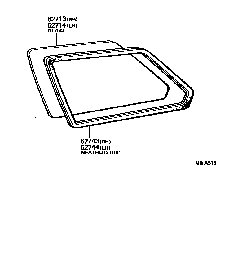 Toyota COROLLA 角窗 EPC diagram — MBA516