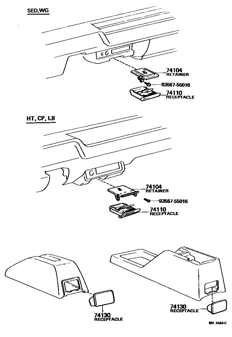 Toyota COROLLA 烟灰盒 EPC diagram — MBA564C