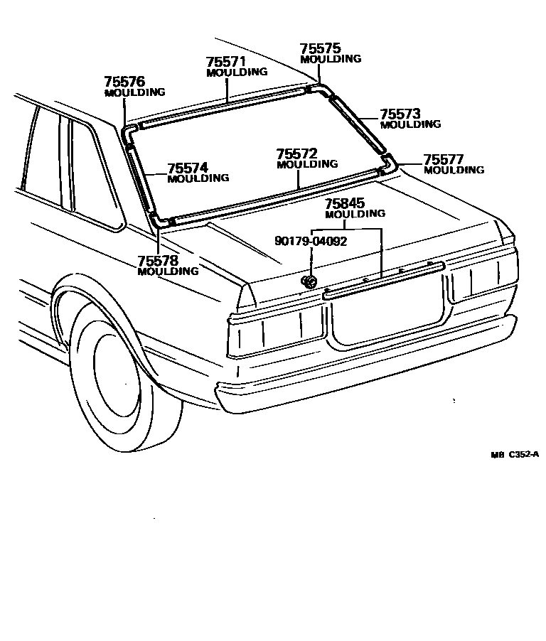 Toyota COROLLA 后防护条 EPC diagram — MBC352A