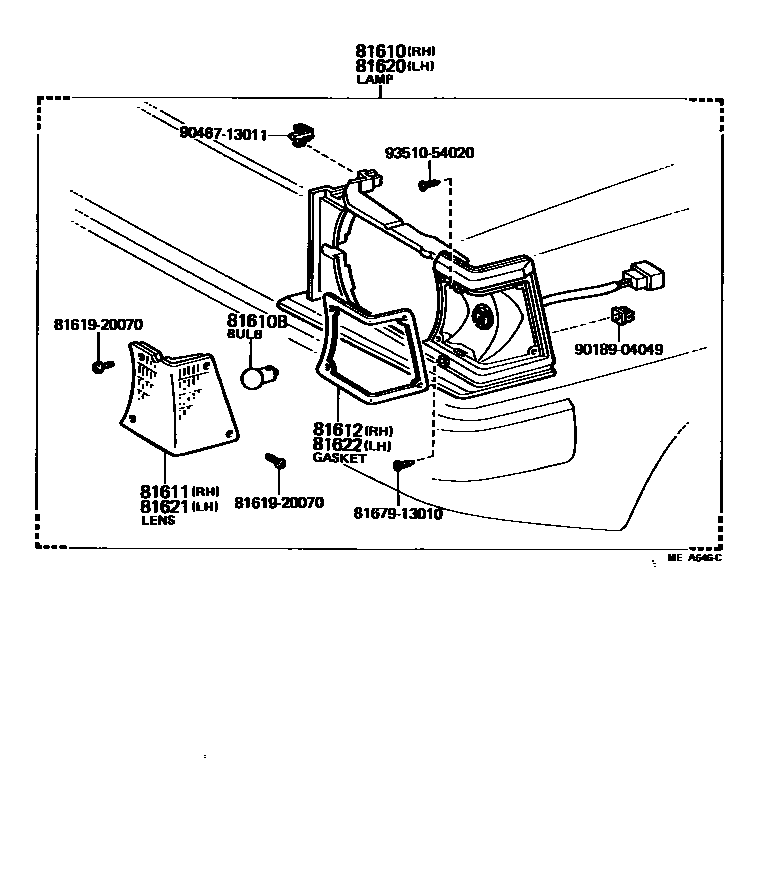 Toyota COROLLA 前示宽灯 EPC diagram — MEA646C