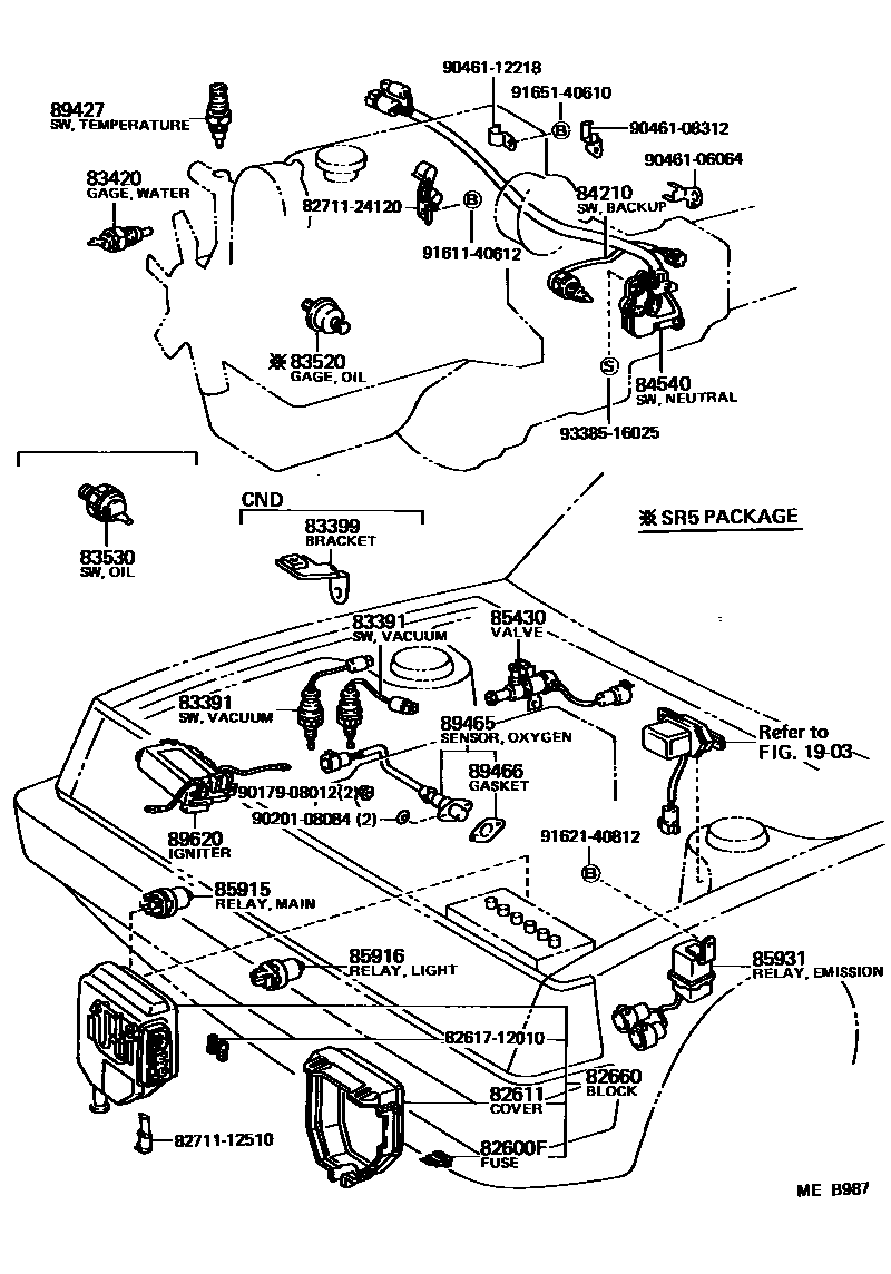 Toyota COROLLA 开关和继电器和ECU EPC diagram — MEB987